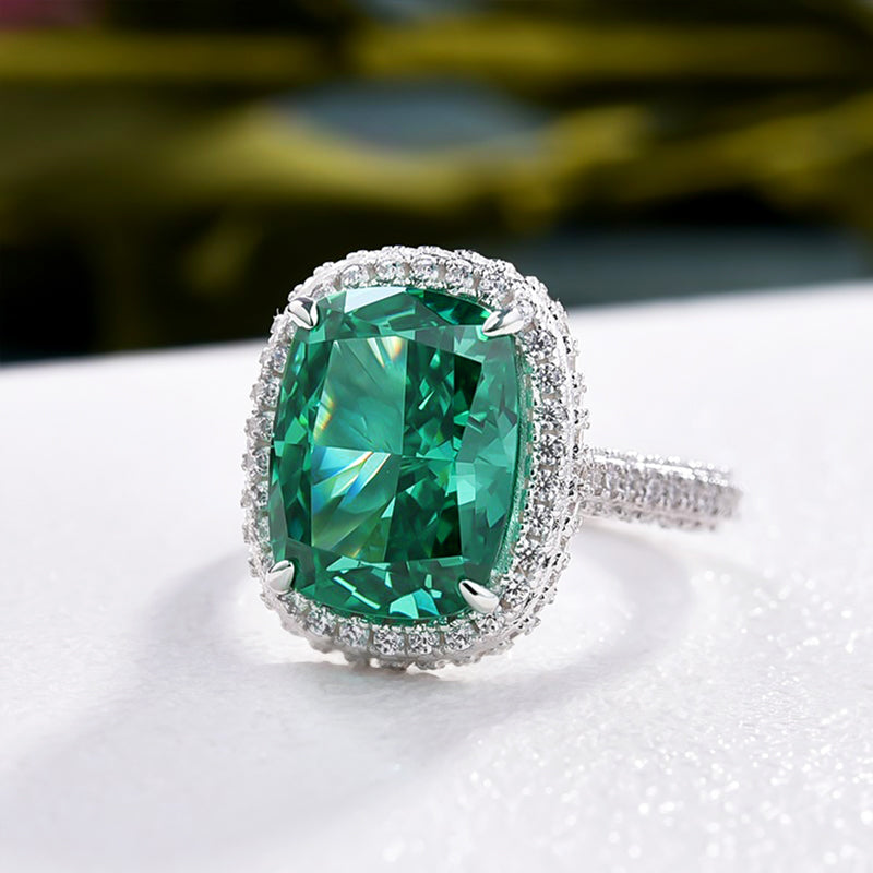 Gorgeous Halo Cushion Cut Paraiba Tourmaline Engagement Ring-Maxinejewelry