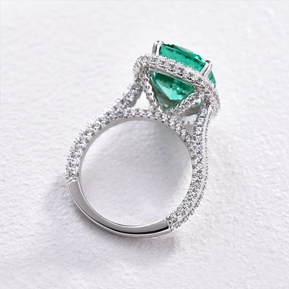 Gorgeous Halo Cushion Cut Paraiba Tourmaline Engagement Ring-Maxinejewelry