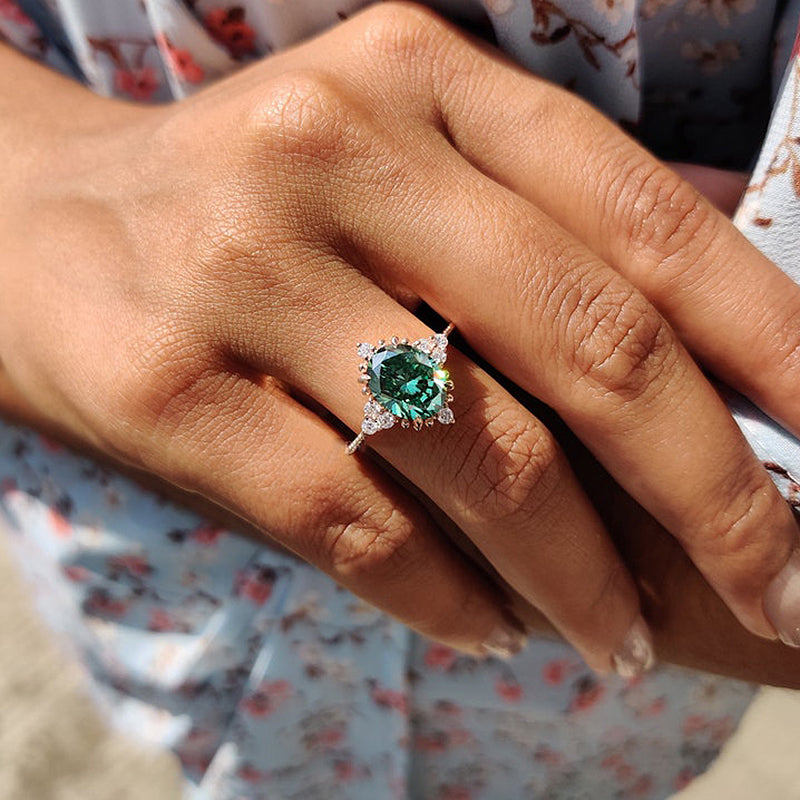 Vintage Rose Gold Oval Cut Paraiba Tourmaline Engagement Ring In Sterling Silver-Maxinejewelry