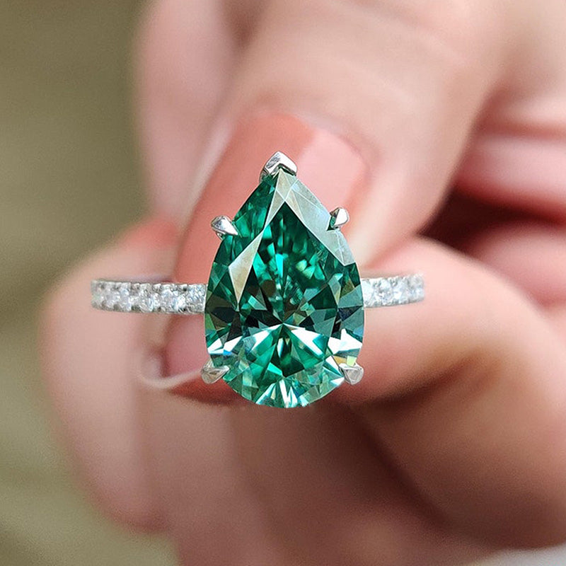 Stunning Pear Cut Paraiba Tourmaline Engagement Ring In Sterling Silver