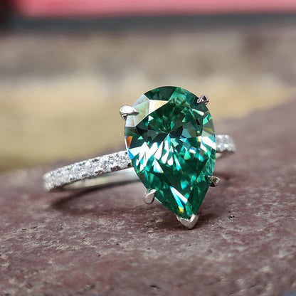 Stunning Pear Cut Paraiba Tourmaline Engagement Ring In Sterling Silver