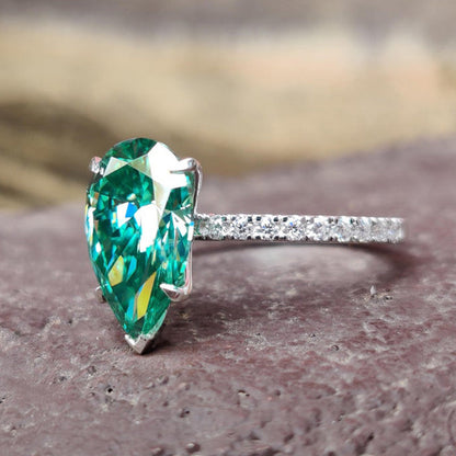 Stunning Pear Cut Paraiba Tourmaline Engagement Ring In Sterling Silver