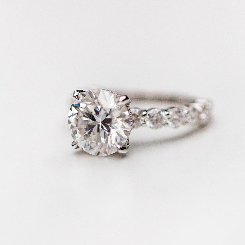 Elegant Round Cut Engagement Ring For Women In Sterling Silver-Maxinejewelry