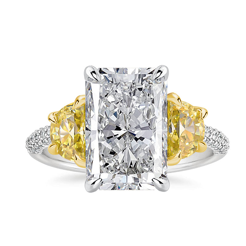 Unique Three Stone Radiant Cut Engagement Ring