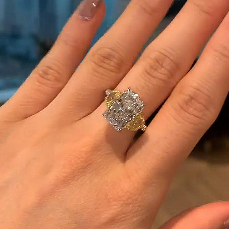 Unique Three Stone Radiant Cut Engagement Ring