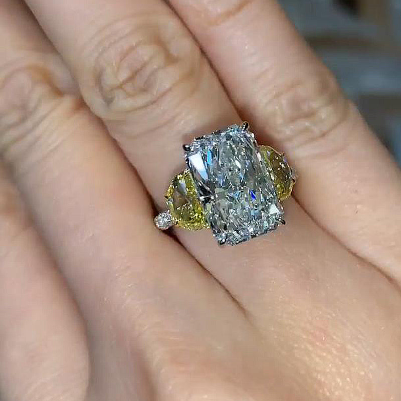 Unique Three Stone Radiant Cut Engagement Ring