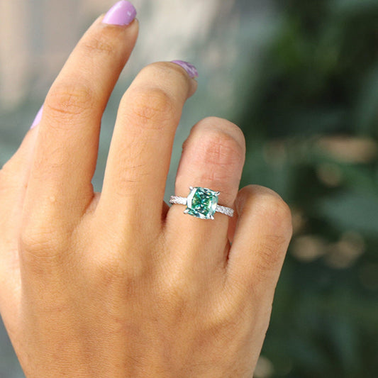 Exclusive Cushion Cut Paraiba Tourmaline Engagement Ring-Maxinejewelry