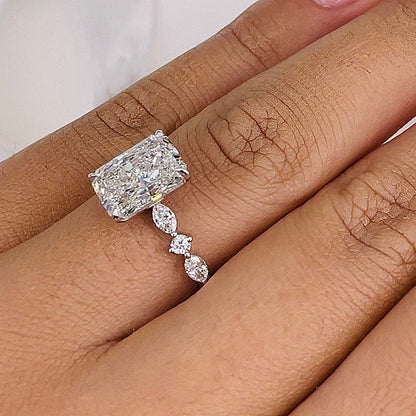 Sparkle Crushed Ice Radiant Cut Engagement Ring For Women In Sterling Silver-Maxinejewelry