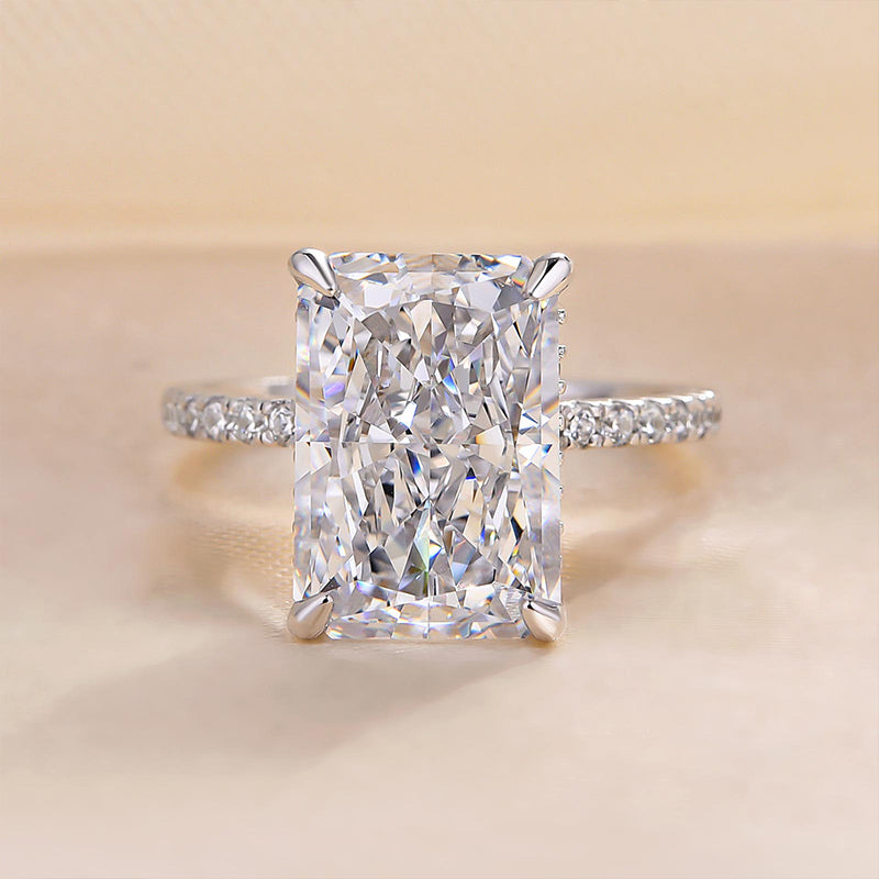 Classic Big Radiant Cut Simulated Diamond Engagement Ring for Women-Maxinejewelry