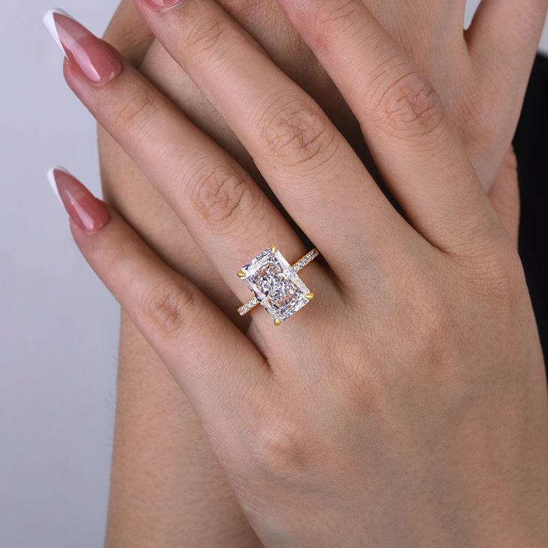 Classic Big Radiant Cut Simulated Diamond Engagement Ring for Women-Maxinejewelry