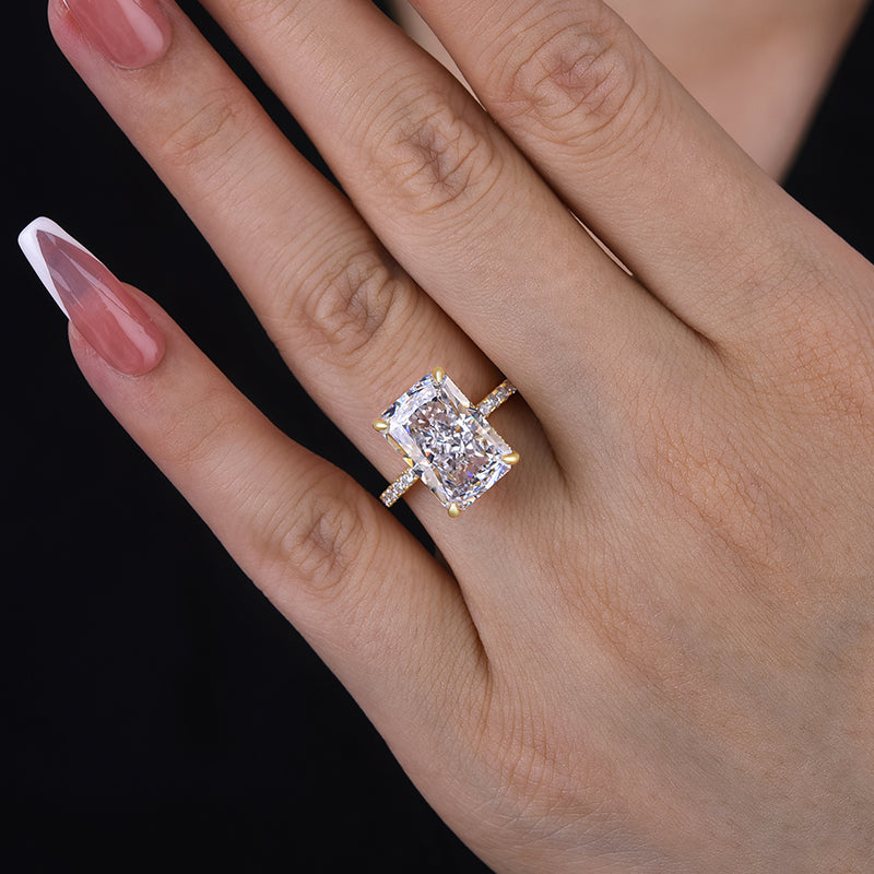 Classic Big Radiant Cut Simulated Diamond Engagement Ring for Women-Maxinejewelry