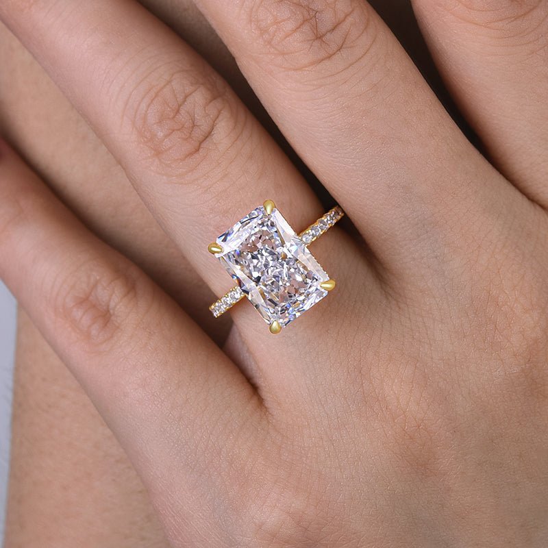 Classic Big Radiant Cut Simulated Diamond Engagement Ring for Women-Maxinejewelry