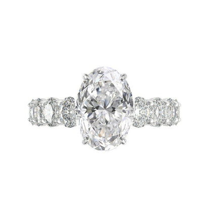 Luxurious Oval Cut Simulated Diamond Engagement Ring In  Sterling Silver-Maxinejewelry