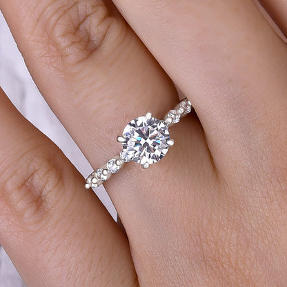 Unique Round Cut Engagement Ring For Women In Sterling Silver-Maxinejewelry