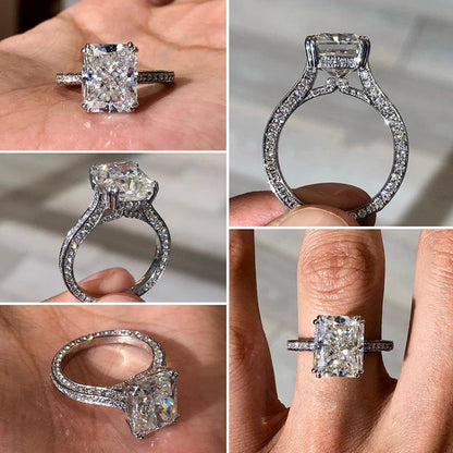 Sparkle 4.0 Carat Radiant Crushed Ice Cut Engagement Ring-Maxinejewelry