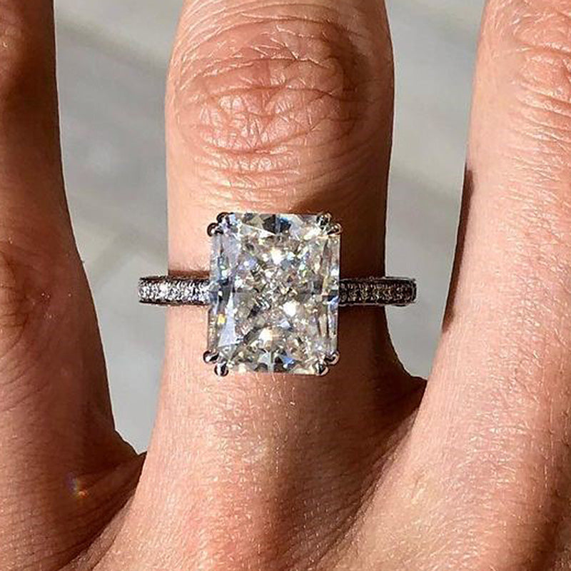 Sparkle 4.0 Carat Radiant Crushed Ice Cut Engagement Ring-Maxinejewelry