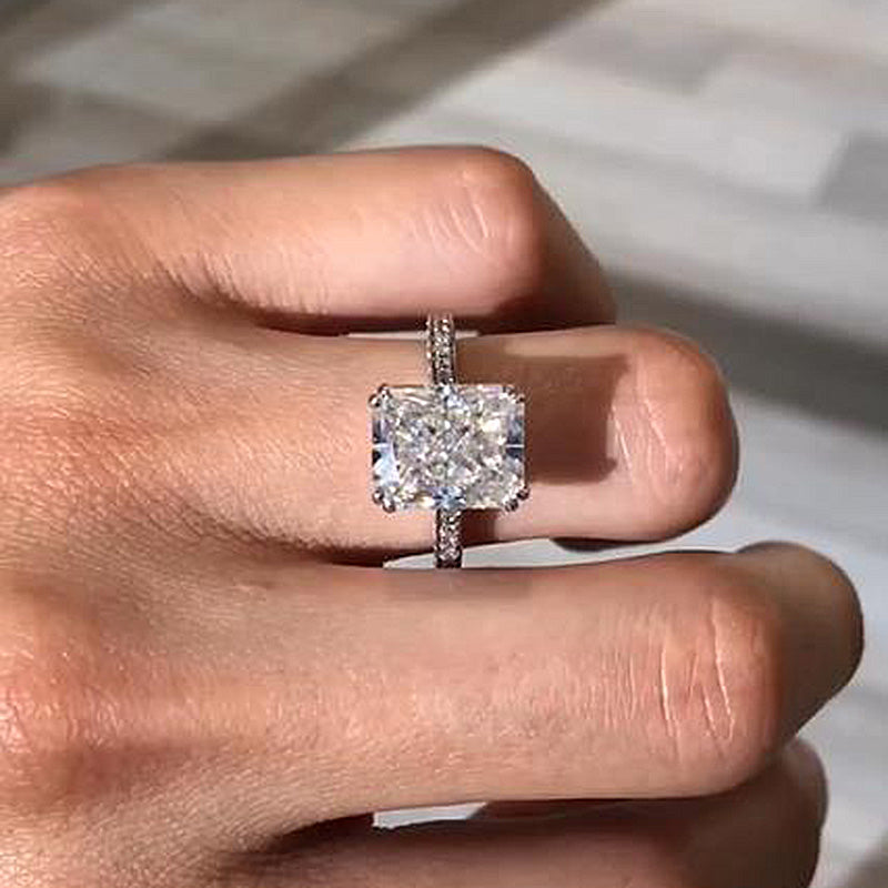 Sparkle 4.0 Carat Radiant Crushed Ice Cut Engagement Ring-Maxinejewelry