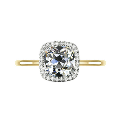 Stunning Two-tone Halo Cushion Crushed Ice Cut Engagement Ring In Sterling Silver-Maxinejewelry