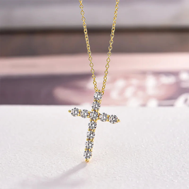 Sterling Silver Fashion Cross Pendant Necklace For Women