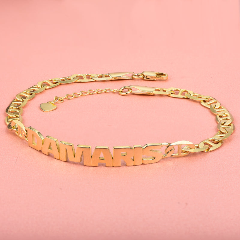 Gold Plated Personalized Capital Letter Name Bracelet-silviax