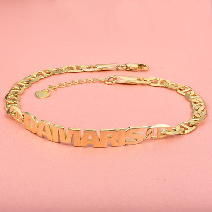 Gold Plated Personalized Capital Letter Name Bracelet-silviax