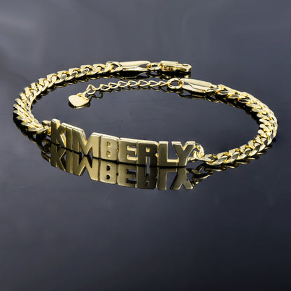 Gold Plated Personalized Capital Letter Name Bracelet-silviax