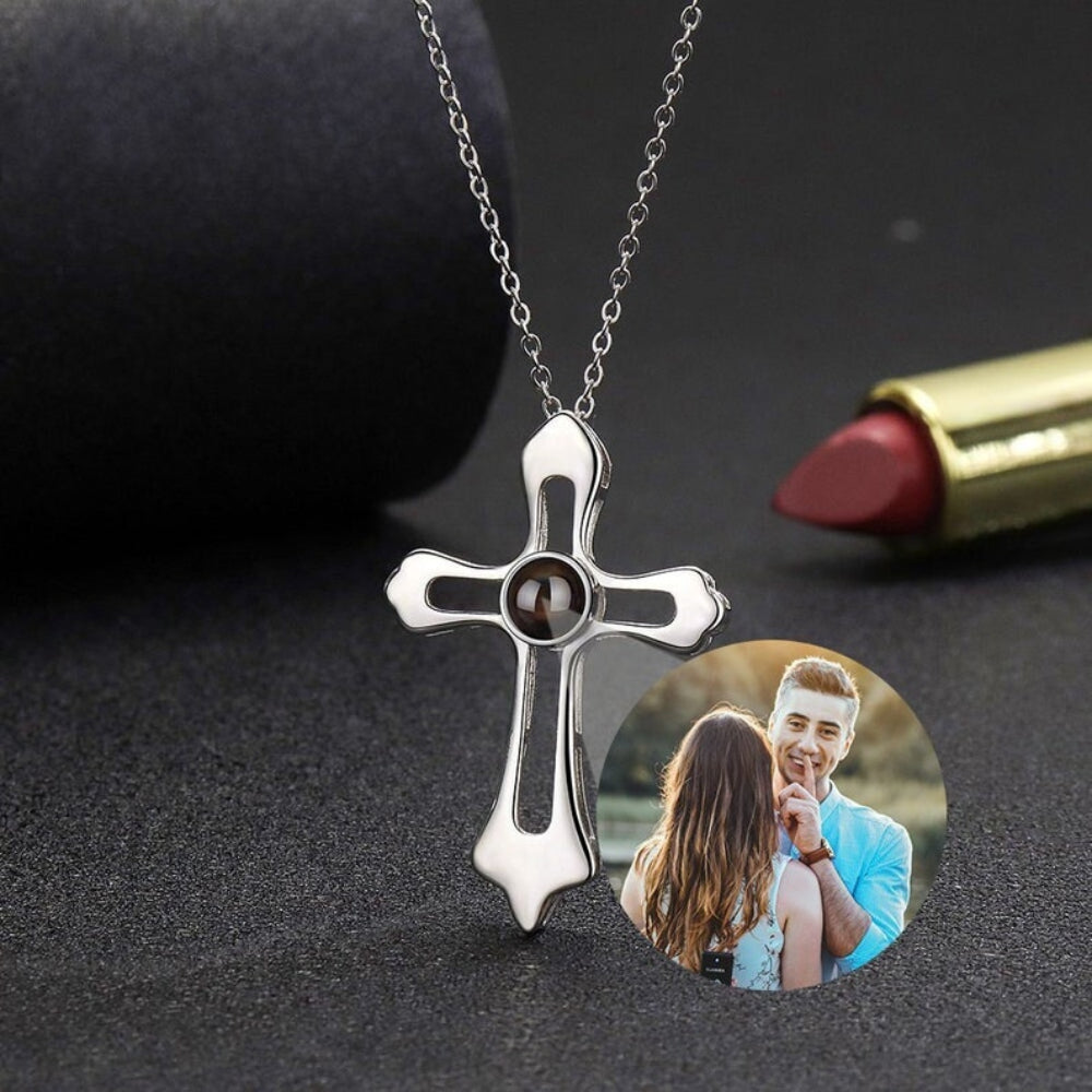 Personalized Custom Cross Photo Projection Necklace