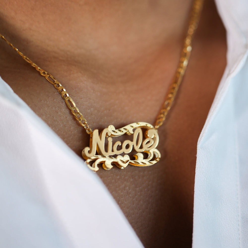 3D Double Plated Gold Plated Personalized Name Necklace