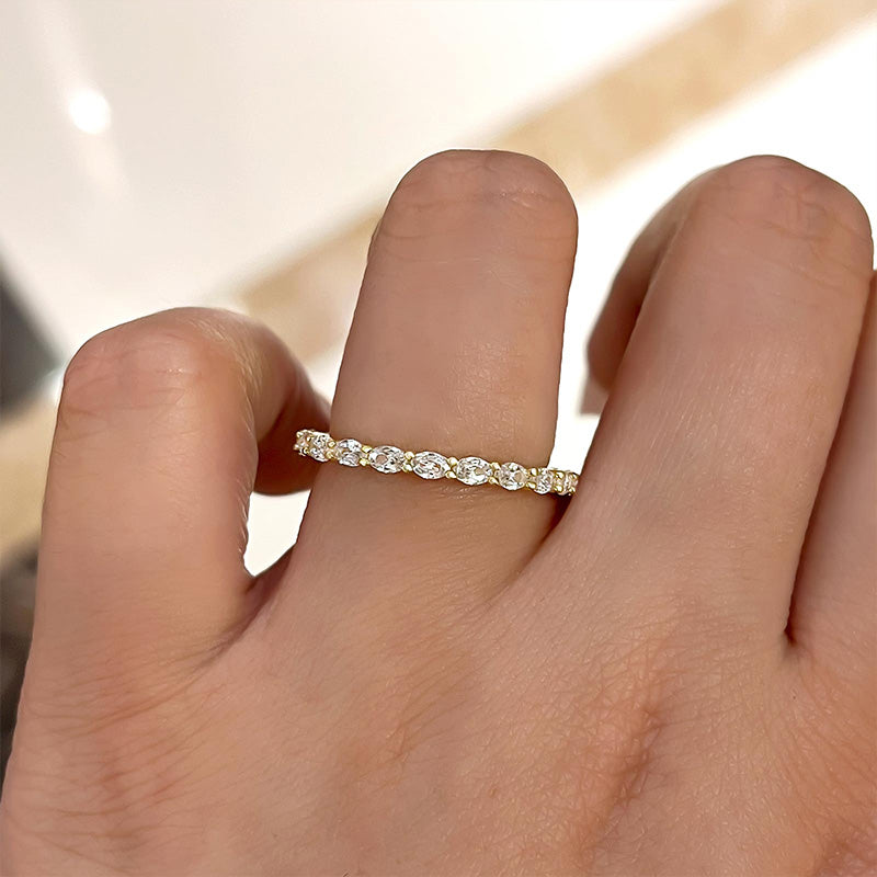 Elegant Yellow Gold Oval Cut Wedding Band Ring For Women In Sterling Silver-Maxinejewelry