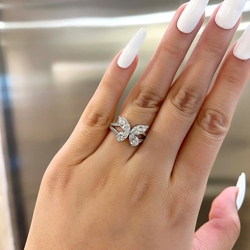 Butterfly Design Promise Ring Gift For Her In Sterling Silver-Maxinejewelry