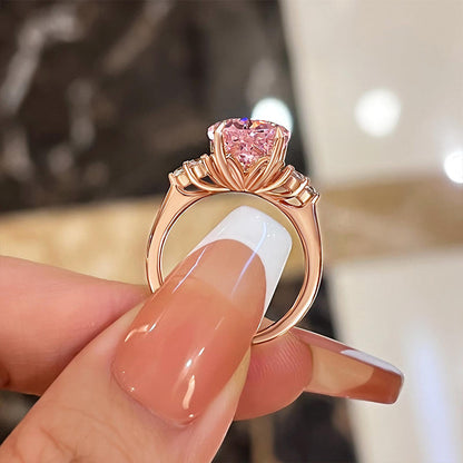 Elegant Rose Gold Pear Cut Pink Sapphire Engagement Ring In Sterling Silver-Maxinejewelry