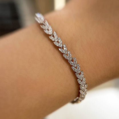 Fashion Wheat Ear Design Bracelet For Women In Sterling Silver