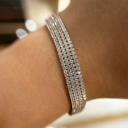 Luxury Four Rows Roud Cut Bracelet For Women In Sterling Silver