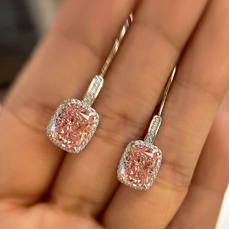 Lovely Halo Cushion Cut Women's Earrings