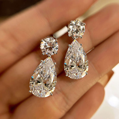 Precious Pear Cut Women's Earrings In Sterling Silver