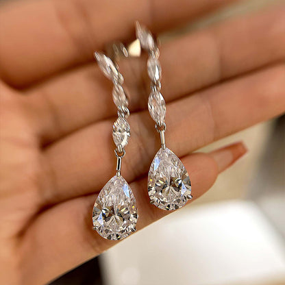 Outstanding Pear Cut Women's Earrings In Sterling Silver