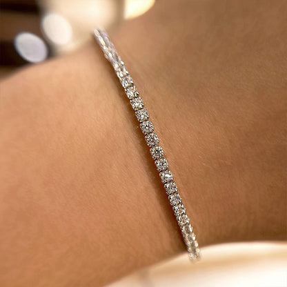 Sparking Tennis Bolo Bracelet For Women In Sterling Silver