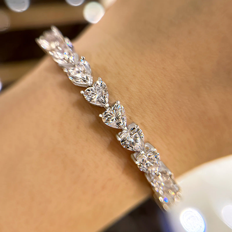 Stunning Heart Cut Bracelet for Women In White Gold