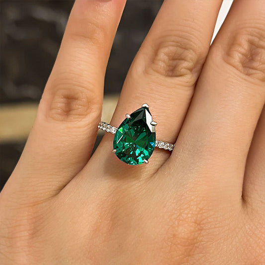 Stunning Pear Cut Paraiba Tourmaline Engagement Ring In Sterling Silver-Maxinejewelry