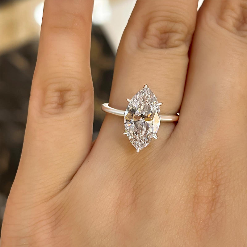 Fashion Marquise Cut Women's Engagement Ring In Sterling Silver-Maxinejewelry