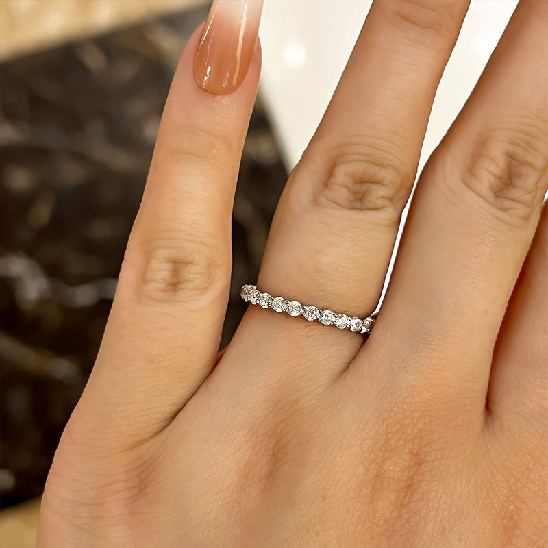 Elegant Round Cut Eternity Wedding Band In Sterling Silver-Maxinejewelry