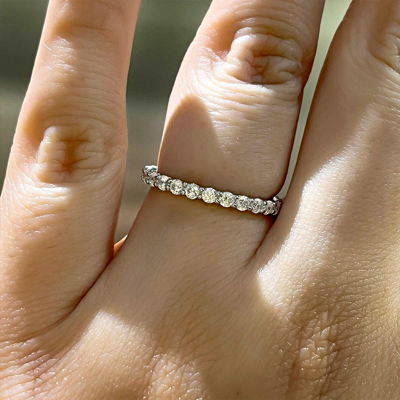 Elegant Round Cut Eternity Wedding Band In Sterling Silver-Maxinejewelry