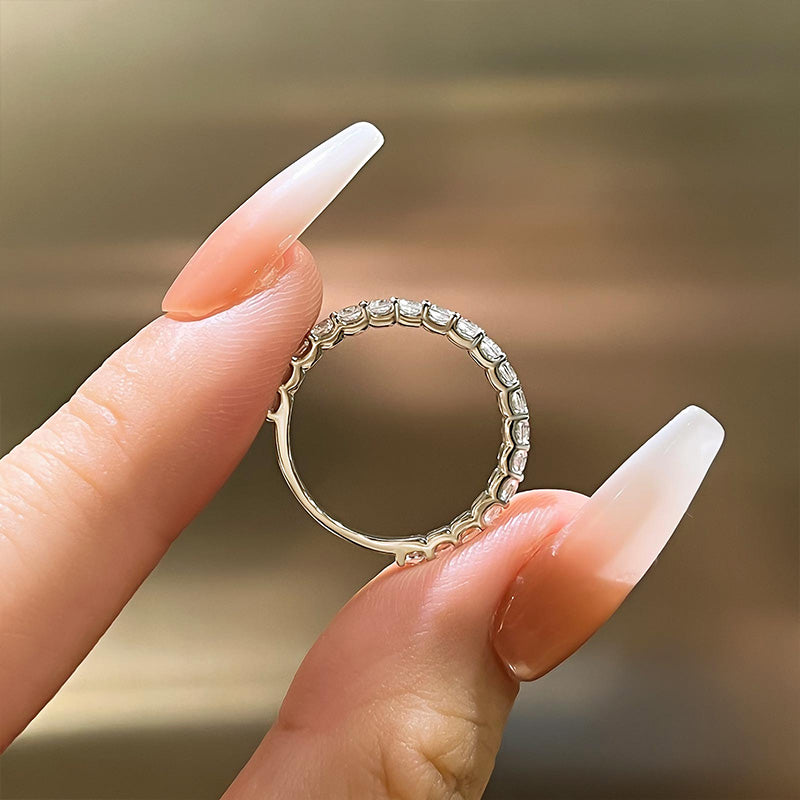 Elegant Round Cut Eternity Wedding Band In Sterling Silver-Maxinejewelry