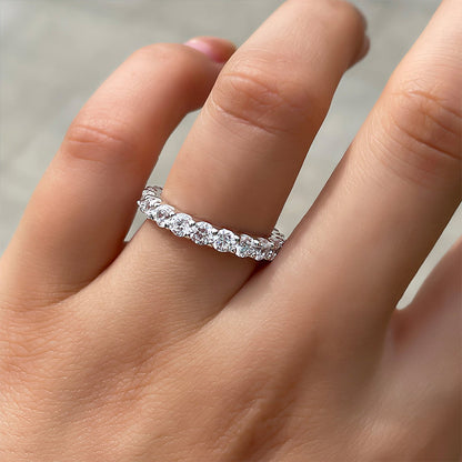 Classic Round Cut Women's Wedding Band In Sterling Silver-Maxinejewelry