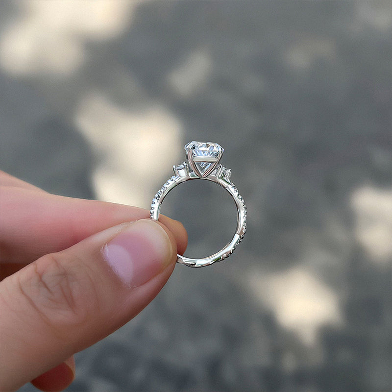 Exclusive Twist Oval Cut Simulated Diamond Engagement Ring In Sterling Silver