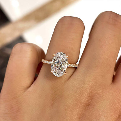 Classic Oval Cut Simulated Diamond Engagement Ring In Sterling Silver-Maxinejewelry