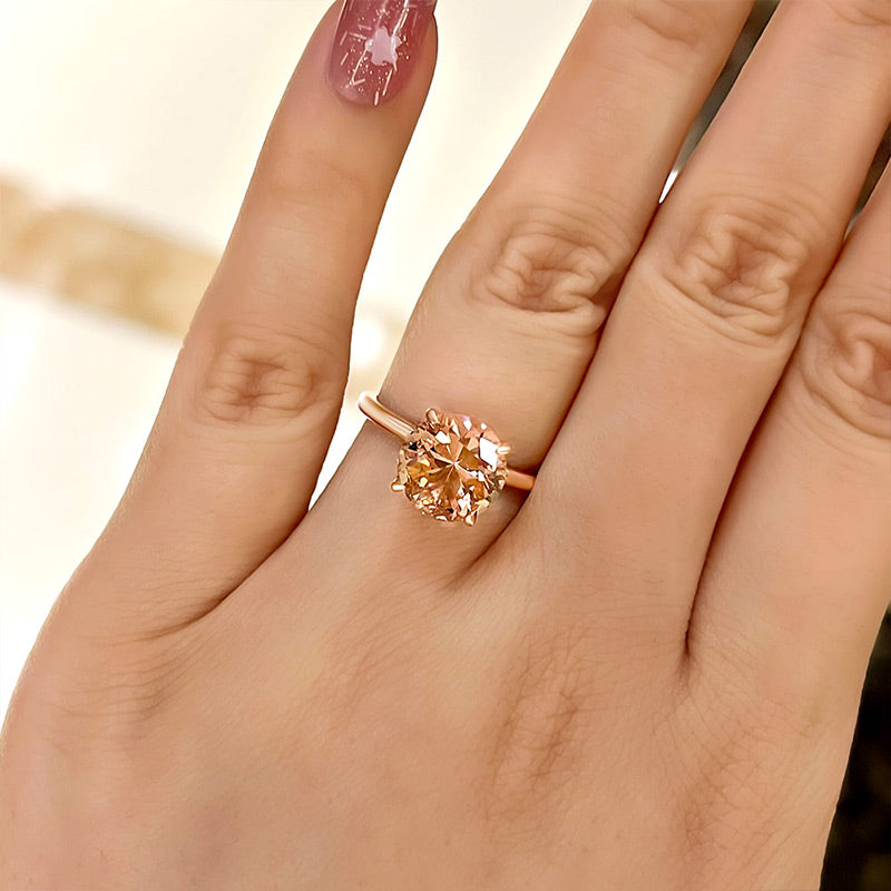 Gorgeous Round Cut Morganite Pink Engagement Ring For Women In Sterling Silver-Maxinejewelry