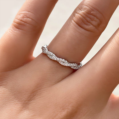 Elegant Pave Twist Eternity Wedding Band for Women In Sterling Silver-Maxinejewelry