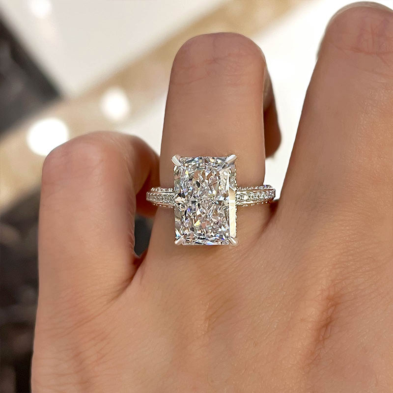 Luxurious Elongated Radiant Cut Engagement Ring For Women-Maxinejewelry