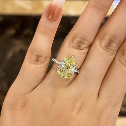 luxurious Two-Tone Pear Cut Yellow Sapphire Engagement Ring-Maxinejewelry